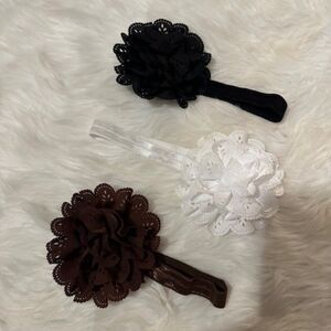 Bundle of (3)  3" Eyelet Flower is on a FOE headband   HB8243  Handmade NWT Bout